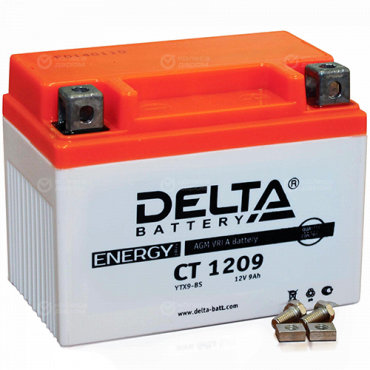 Мотоаккумулятор Delta 1209 AGM YTX9-BS 9Ач, прямая полярность