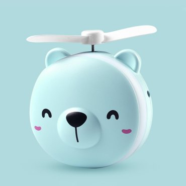 Мини-вентилятор с зеркалом и подсветкой Mini Fan, голубой