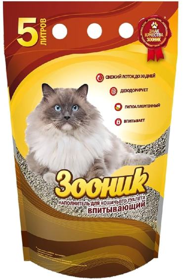 Наполнитель для кошачьего туалета Зооник впитывающий 5л