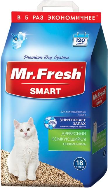 Наполнитель для кошачьего туалета Mr.Fresh Smart для длинношерстных кошек 18л