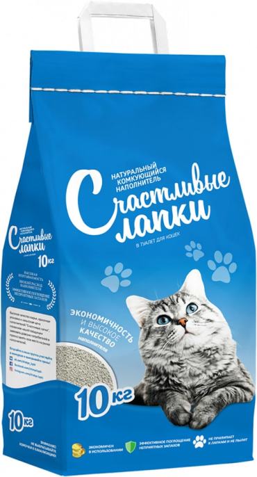 Наполнитель для кошачьего туалета Счастливые Лапки комкующийся 10кг