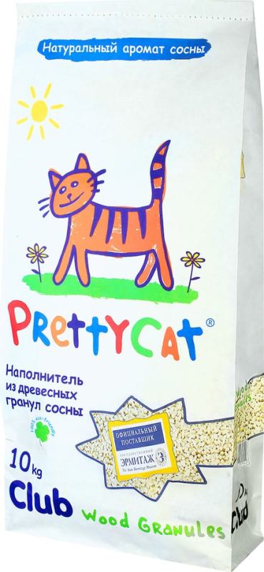 Наполнитель для кошачьего туалета PrettyCat Wood Granules древесный 10кг