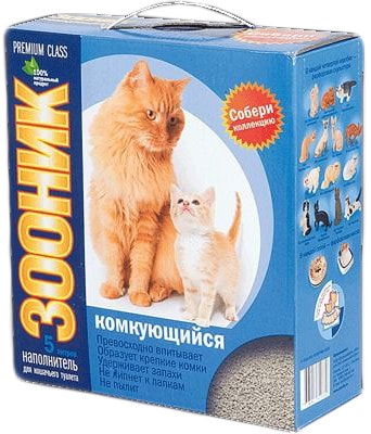 Наполнитель для кошачьего туалета Зооник люкс комкующийся 5л