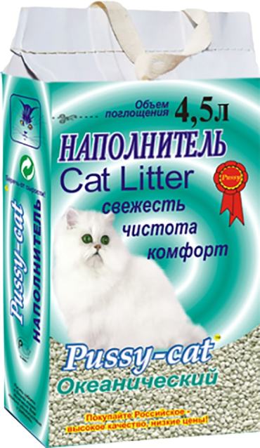 Наполнитель для кошачьего туалета Pussy-Cat Океан впитывающий 4.5л