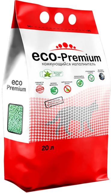 Наполнитель для кошачьего туалета ECO Premium Алоэ древесный комкующийся 20л