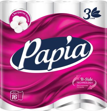Туалетная бумага Papia 16 рулонов 3 слоя