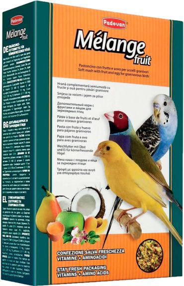 Корм для декоративных и экзотических птиц Padovan Melange fruit при смене оперения 300г