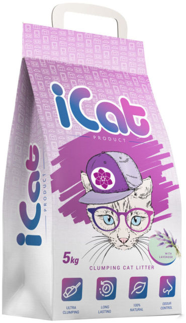 Наполнитель iCat комкующийся с ароматом лаванды 5кг
