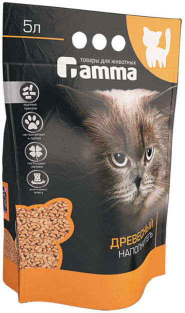 Наполнитель для кошачьего туалета Gamma древесный 5л