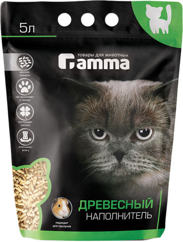 Наполнитель для кошачьего туалета Gamma древесный 5л