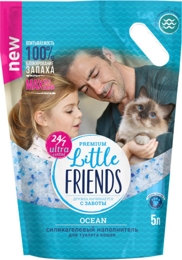 Наполнитель для кошачьего туалета Little Friends Силикагелевый Ocean 5л