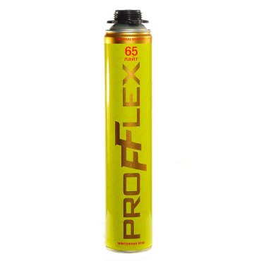 Пена монтажная Profflex, профессиональная, 65, 850 мл, 850 г, Yellow Lite, летняя