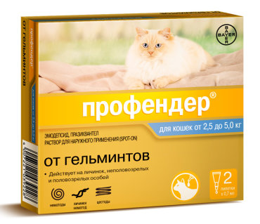 Профендер 70 для кошек весом 2.5-5 кг капли на холку 1 пипетка