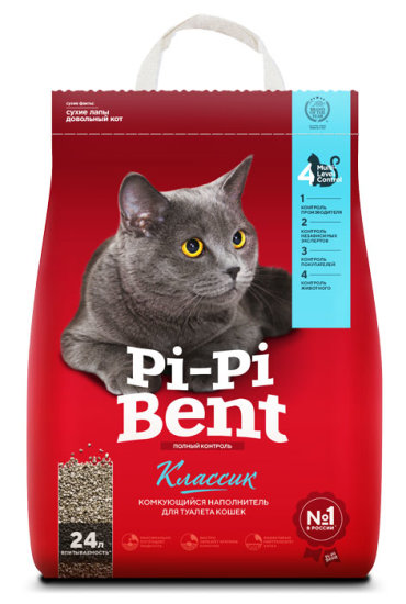 Наполнитель Pi Pi Bent Классик комкующийся минеральный без запаха 10кг 24 л