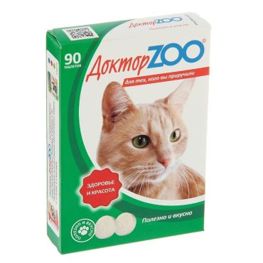 Витаминно-минеральная добавка для кошек Doctor Zoo с протеином таблетки 90 таб.