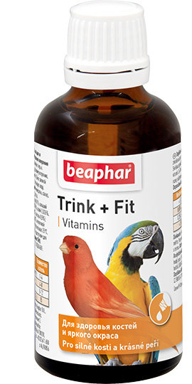 Витаминно-минеральная добавка для птиц Beaphar Trink+Fit с витамином С и кальцием для костей и оперения капли 50 мл