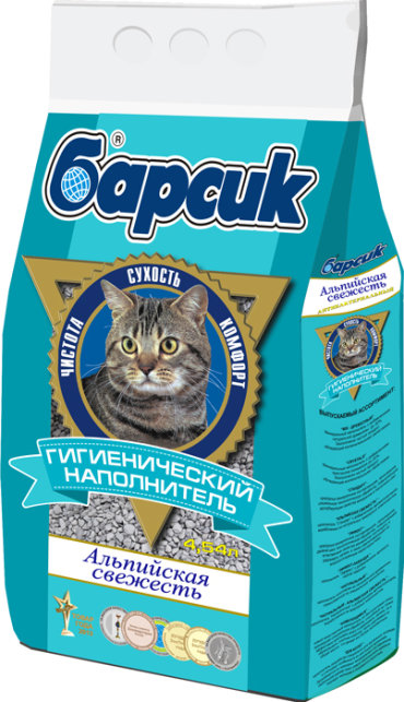 Наполнитель Барсик с ароматизатором впитывающий минеральный альпийская свежесть 3кг 4,54 л