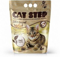 Cat Step Tofu Original / Комкующийся растительный наполнитель Кэт Степ для кошачьего туалета