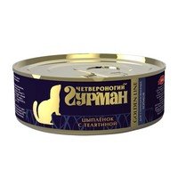Четвероногий Гурман Golden Line / Консервы Золотая линия для Стерилизованных хорьков Цыпленок с телятиной в желе (цена за упаковку)