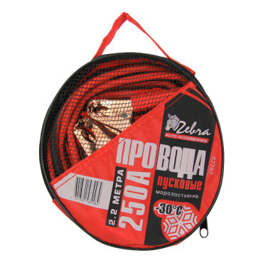 Пусковые провода Zebra 250 А в сумке красные