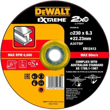 Круг зачистной по металлу DEWALT DT43949-QZ 230x22.2x6.3 мм