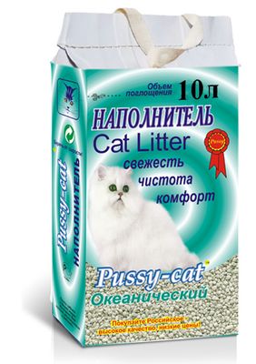 Впитывающий наполнитель для кошек Pussy-Cat цеолитовый, океанический, 5 кг, 10 л
