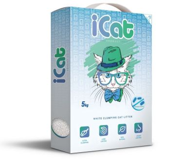 Комкующийся наполнитель для кошек iCAT бентонитовый, антибактериальный, 5 кг