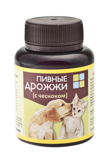 Пивные Дрожжи для кошек и собак ВАКА С чесноком, 80 табл