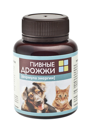 Пивные Дрожжи для кошек и собак ВАКА Формула энергии с фосфором, 80 табл