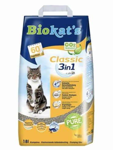 Комкующийся наполнитель для кошек BioKat бентонитовая глина, 18 кг, 18 л