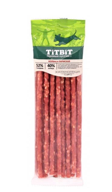 Лакомство для собак TiTBiT Золотая коллекция, Колбаса Пармская, говядина, курица, 80г