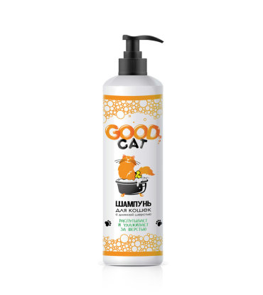 Шампунь для кошек GOOD CAT с длинной шерстью, распутывает и ухаживает, витамин В5, 250 мл