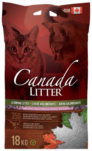 Комкующийся наполнитель для кошек Canada Litter Запах на замке бентонитовый, лаванда, 18кг