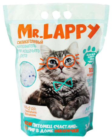 Впитывающий наполнитель для кошек Mr.Lappy силикагелевый, 1.6 кг, 3.8