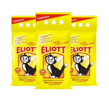 Наполнитель для кошачьего туалета Eliott Clumping комкующийся 2,5 кг x 3 шт