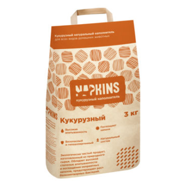 Наполнитель для туалета кошек Napkins гранулированный кукурузный 8,5 л, в ассортименте