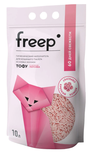 Наполнитель для туалета кошек Freep тофу с запахом персика 10 л
