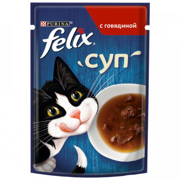 Корм влажный Felix Суп с говядиной для взрослых кошек 48 г