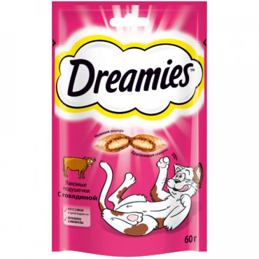 Лакомство Dreamies Подушечки с говядиной для взрослых кошек 60 г