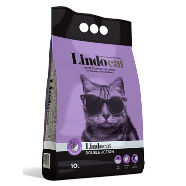 Наполнитель LINDOCAT Double action комкующийся с ароматом лаванды и маслом арганы 10 литров