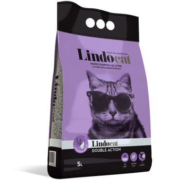 Наполнитель LINDOCAT Double action комкующийся с ароматом лаванды и маслом арганы 5 литров