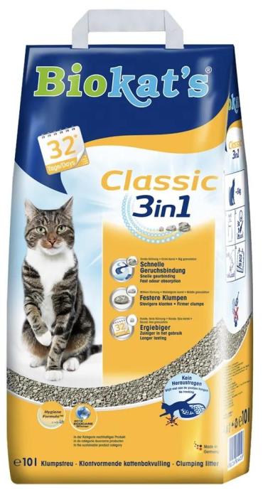 Наполнитель Biokat's Classic 3in1 комкующийся, 10л
