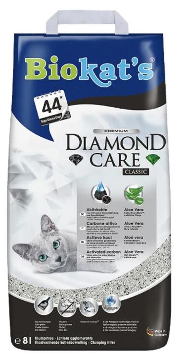 Наполнитель Biokat's Diamond Care Classic комкующийся, с активированным углем, 8л