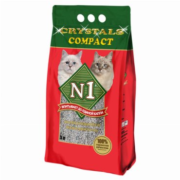 N1 Crystals Compact Комкующийся глиняный наполнитель для кошек (антибактериальный), 4,5 кг