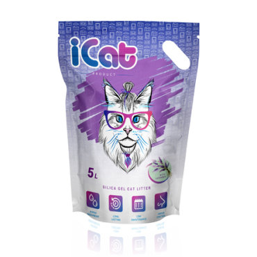 iCAT Lavander Силикагелевый наполнитель для кошачьего туалета (с ароматом лаванды), 5 л