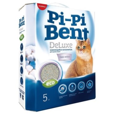 Pi-Pi Bent DeLuxe Clean Cotton Наполнитель глиняный комкующийся (с ароматом хлопка), 5 кг