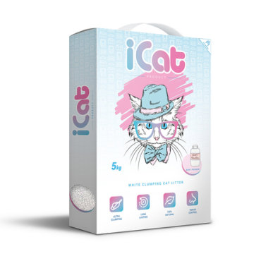 iCat комкующийся бентонитовый наполнитель (с ароматом детской присыпки), 5 кг