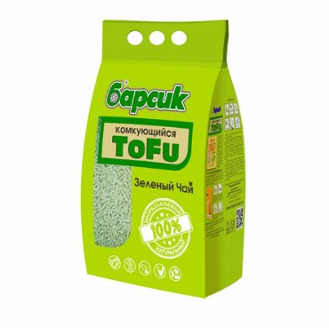 Барсик TOFU Наполнитель для туалетов, Зелёный Чай, 4.54 л (2.3кг) , 4,54 л