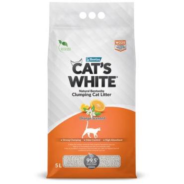 CAT'S WHITE Orange Комкующийся наполнитель для кошек, с ароматом апельсина, 4,3 кг