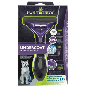 FURminator фурминатор M/L для больших кошек c короткой шерстью (226 г)